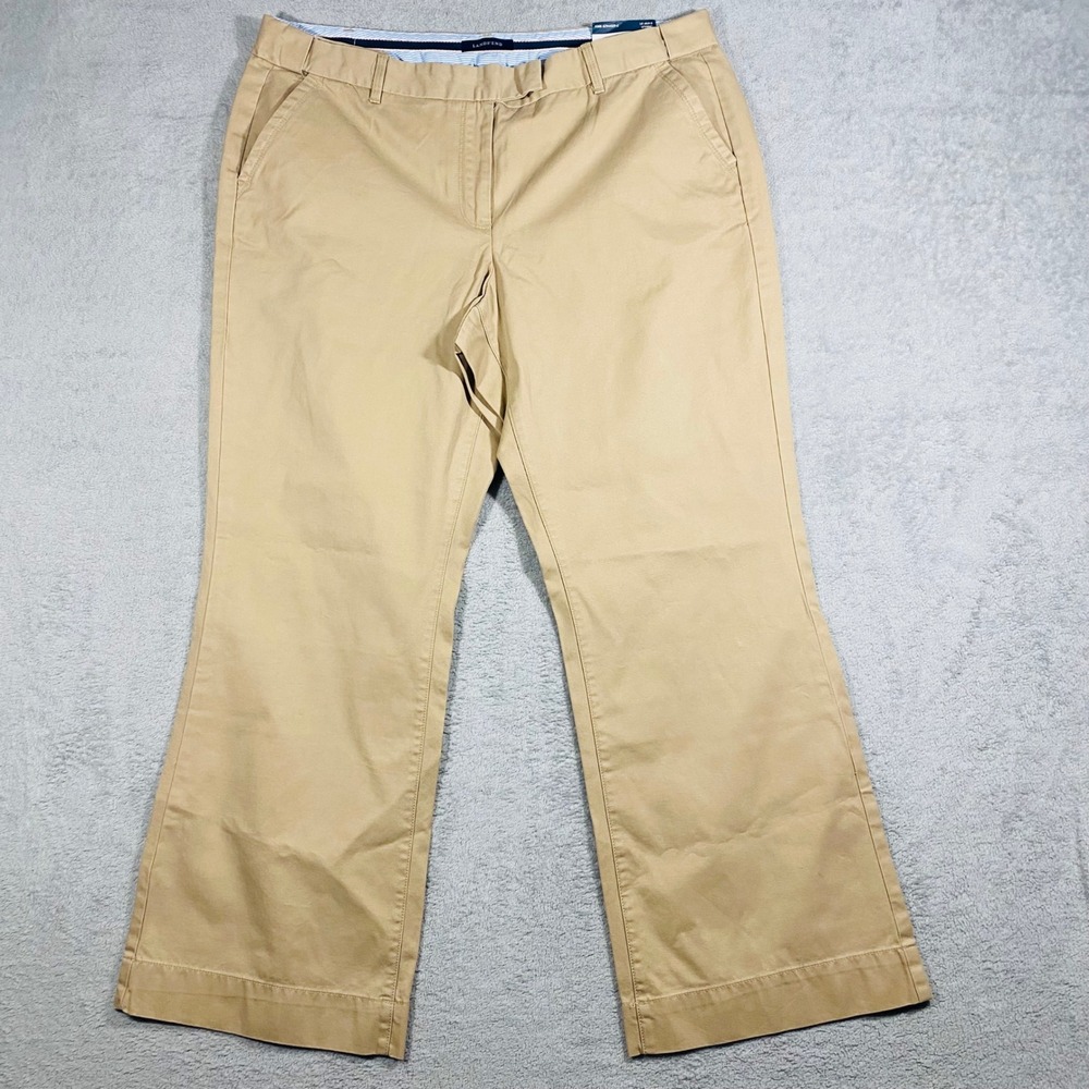 Lands End Heritage Chino Bootcut Pants Womens 16P Khaki Tan Mid Rise Cotton
